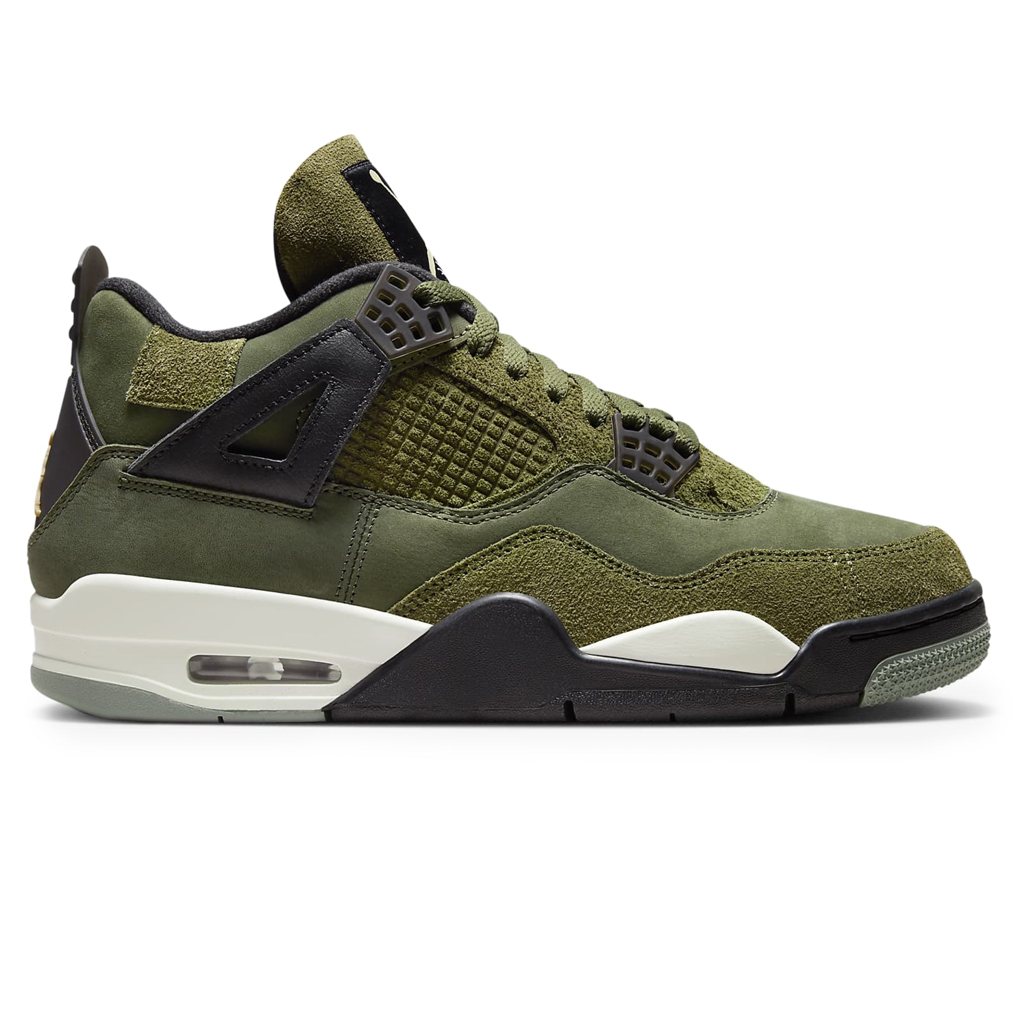 Side view of Air Jordan 4 Retro SE Craft Olive FB9927-200